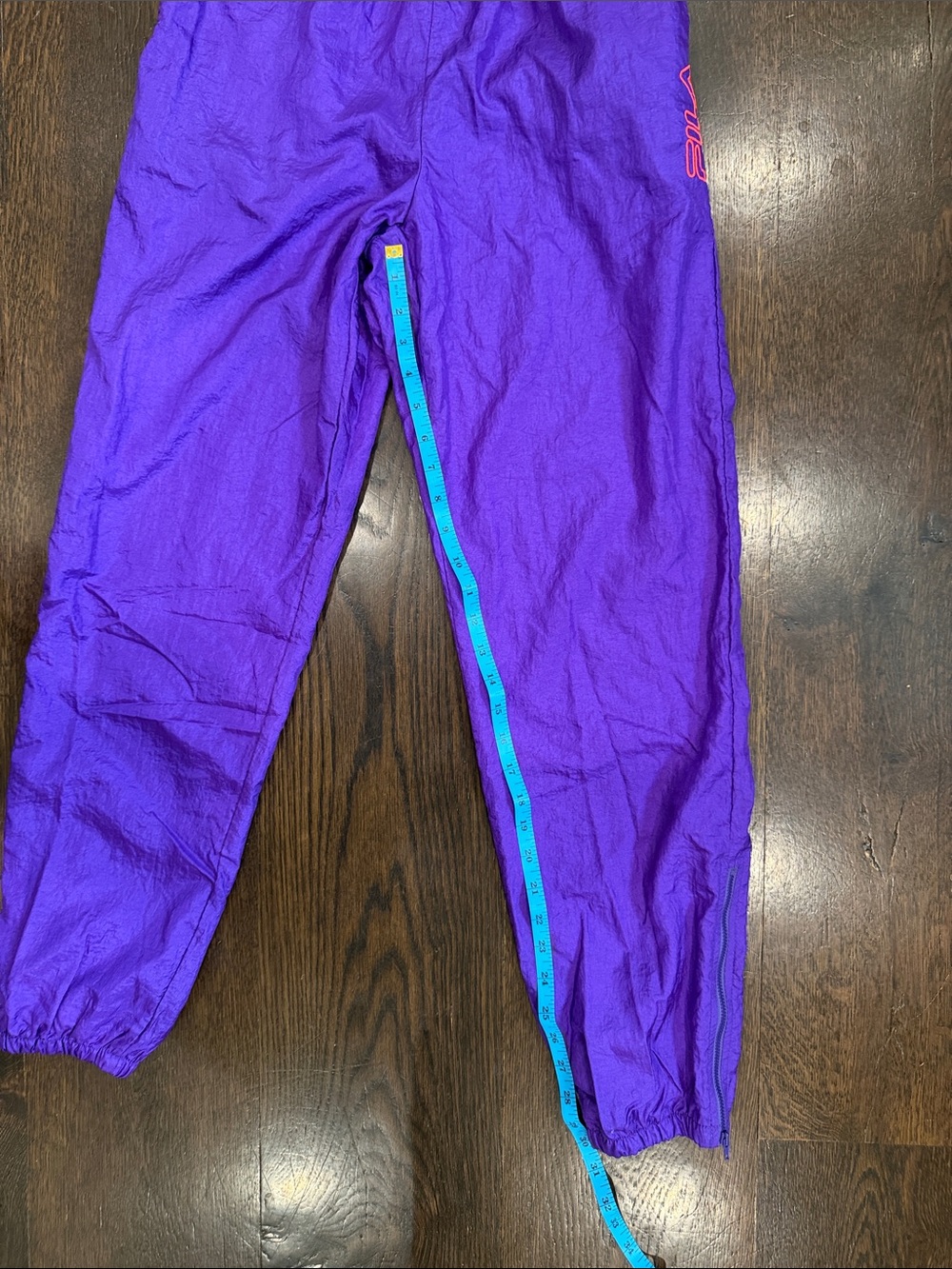Vintage 80s Fila Vibrant Purple Track Pants with Pink Logo - Picture 9 of 10
